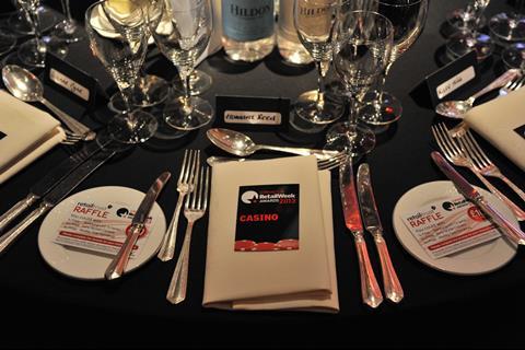 The dinner setting at the Oracle Retail Week Awards 2013